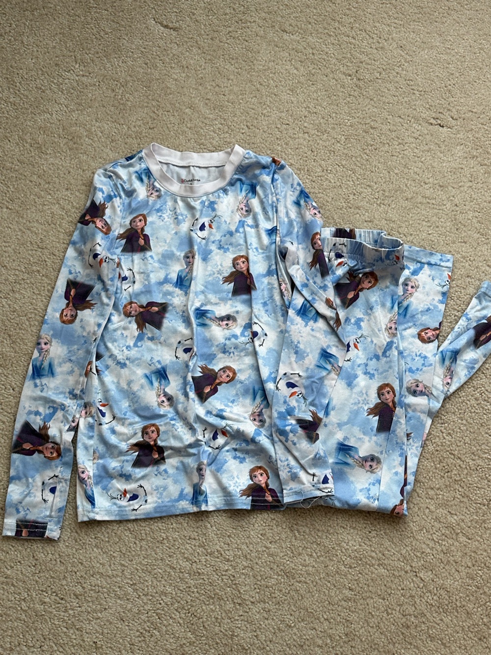 Cuddl Duds Light Blue Frozen Long Sleeve Tee with Anna, Elsa & Olaf